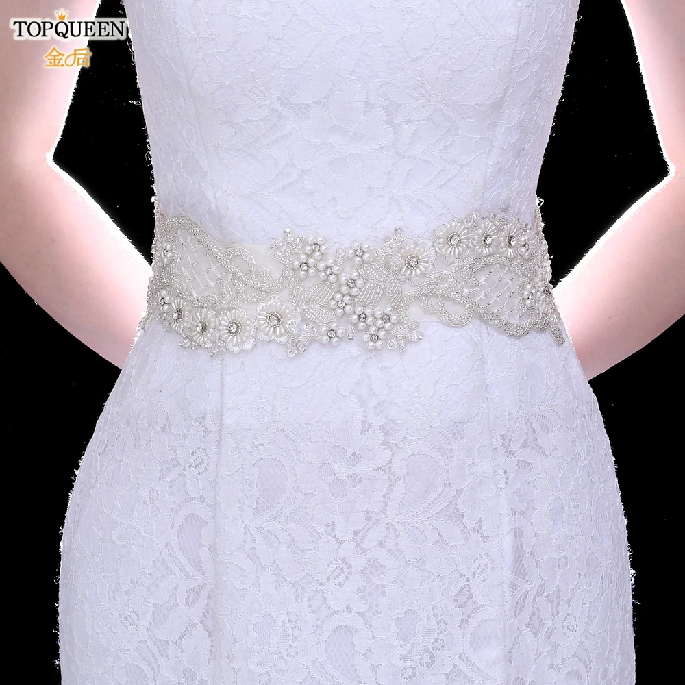 

TOPQUEEN S53 Luxury Wedding Dress Belt Dress Sashes for Women Girdles Beaded Belt Bridal Belt with Pearls Bridesmaid Dress Belt