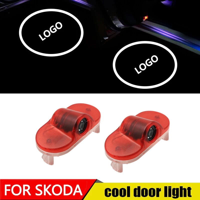 

2pcs/lot Car LED Courtesy ghost shadow welcome light Laser logo projector door lamp For Skoda Octvia 2004-2008