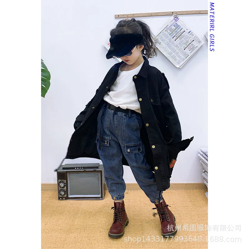 Girls plus velvet jacket 2019 winter new children's boy version of the printing long thick cardigan | Детская одежда и обувь