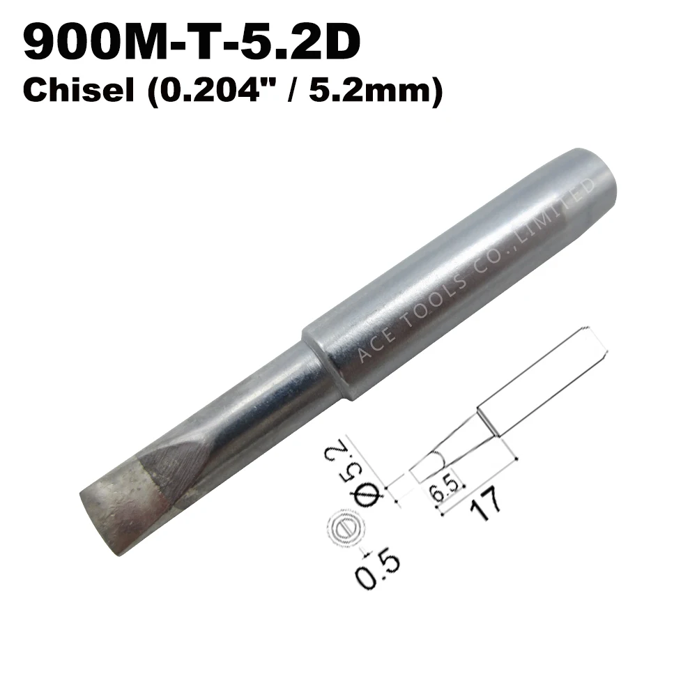 

5 PCS Soldering Tip 900M-T-5.2D Chisel 5.2mm for Hakko 936 907 Milwaukee M12SI-0 Radio Shack 64-053 Yihua 936 X-Tronics 3020 Bit
