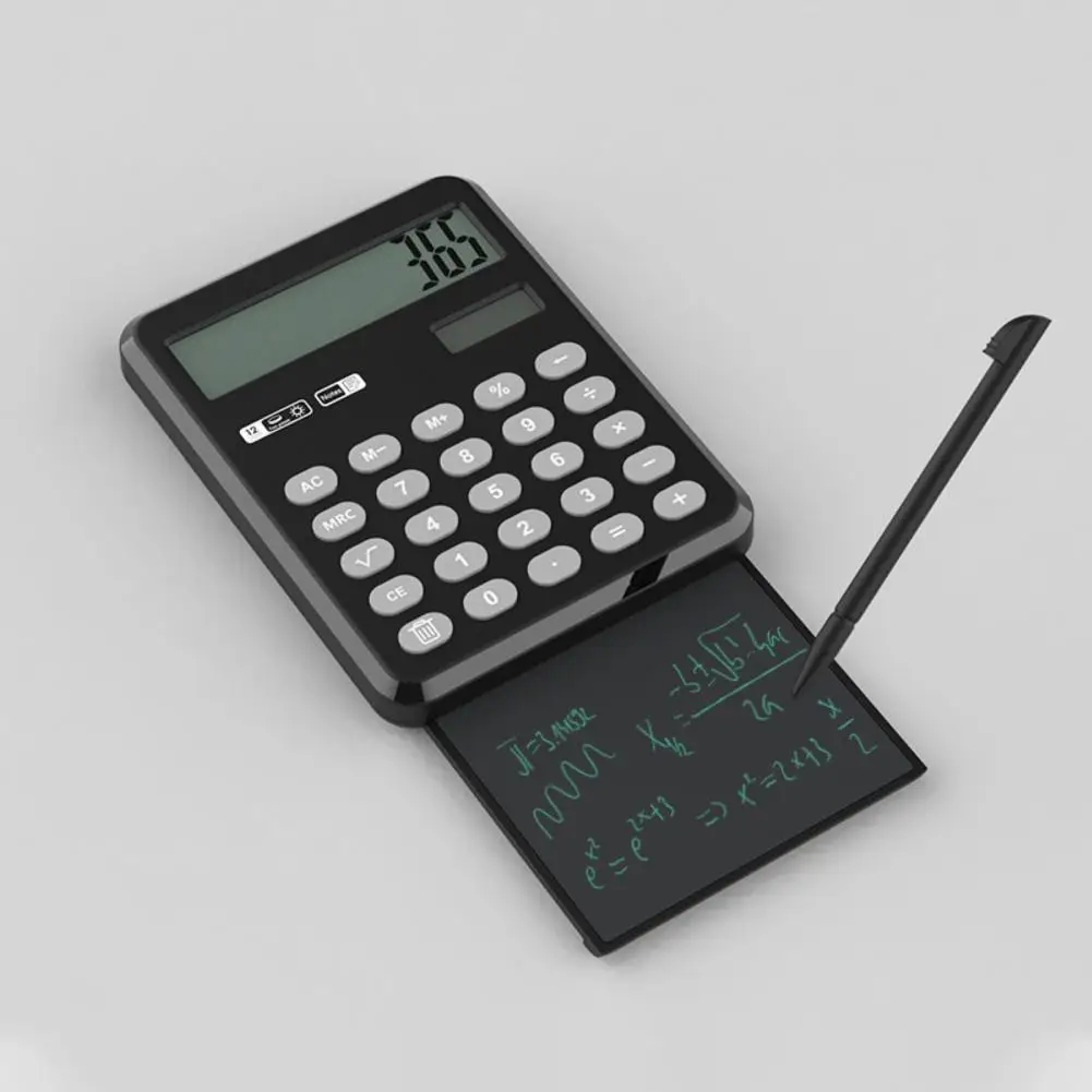 

Foldable Calculator & 4 Inch LCD Writing Tablet Digital Drawing Pad 12 Digits Display with Stylus Pen Erase Button Lock Function