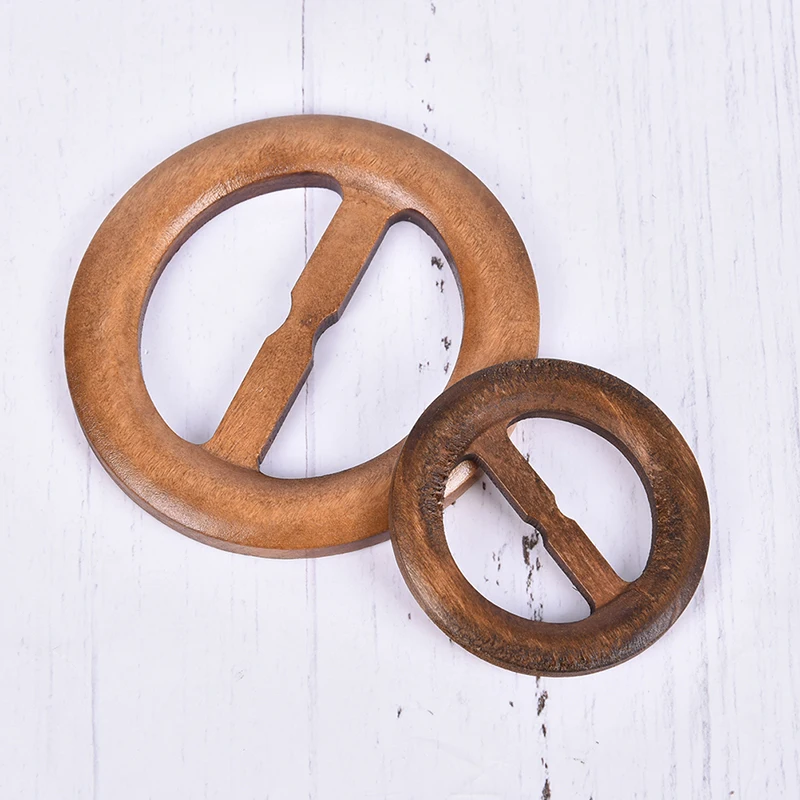

3Sizes Children Round Shape DIY 50-80mm Garniture Handmade Wooden Crafts Belt Buckle Ring Wood Clothes Accessories