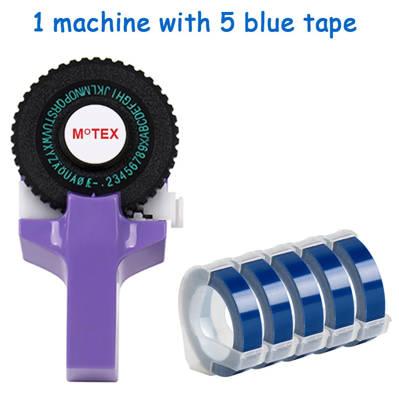 Фиолетовый цвет MoTex E101 принтер мини DIY Ручная Совместимость для dymo 3D тиснение ручная лента ручная машинка надпись машина - Цвет: machine with 5 blue