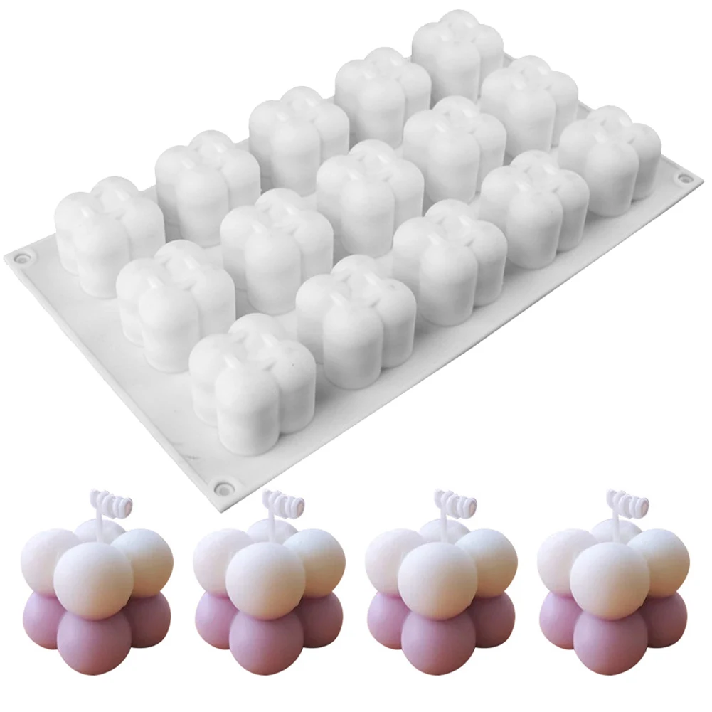 

3D Fondant Cube Bubble Resin Candle Silicone Mold for Handmade Artwork Crafts Massage Bar Soap Ice Cream Chocolate Dessert
