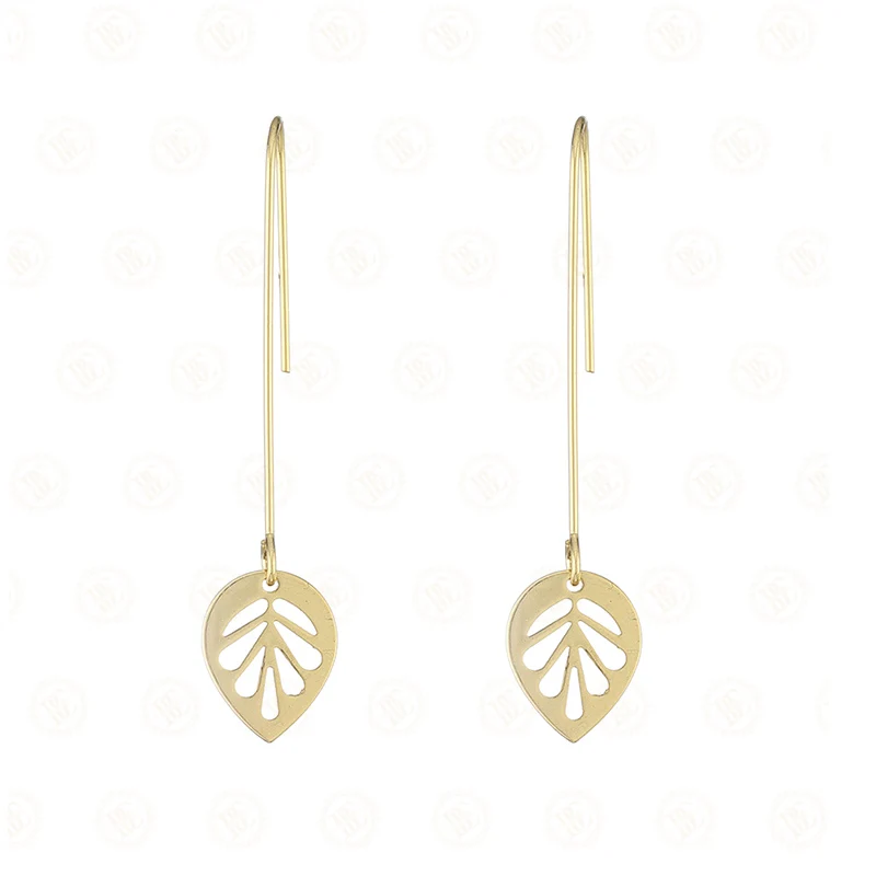 

One Pair Gold Plated Brass Earring - Leaf (BE1010)