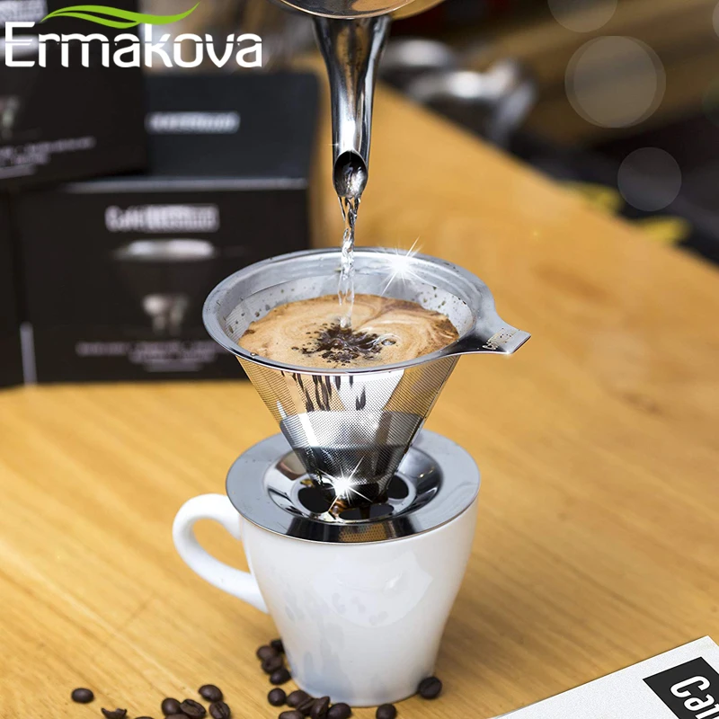 Фильтр для кофе ERMAKOVA безбумажный многоразовая капельная чашка из нержавеющей