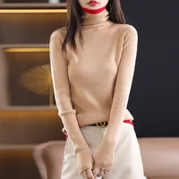 autumn soft cashmere womens high neck red edge pullover sweater for fallwinter 2021 korean style slim fashion striped pullover