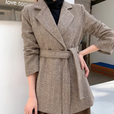 Модные шерстяные блейзеры Женская куртка на весну и зиму новый