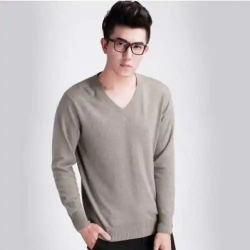 

Autumn and Winter Solid Color Sweater Men's V-neck Sweater Youth Round Neck Pullover Base Sweater Large Size Loose Knit Sweater