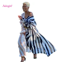 adogirl l 4xl women patchwork stripe maxi shirt dress drawstring long sleeve loose casual summer beach outfits