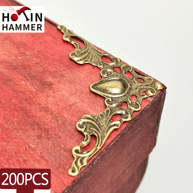 

200PCS Metal Brackets Corner Ancient Bronze Tone Corner Metal Embellishments Scrapbooking Furniture Decorative Protector