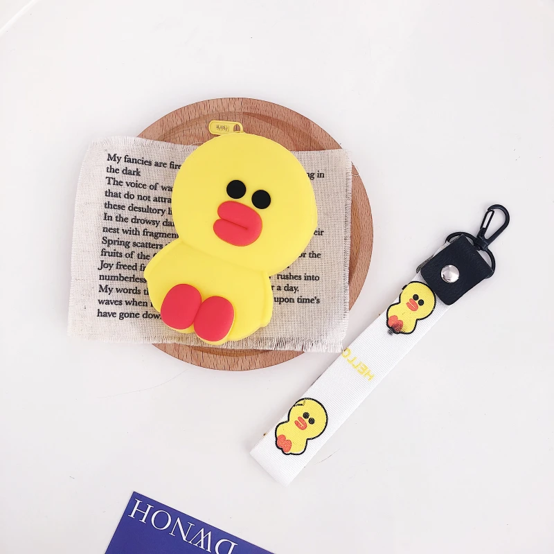 Серый Милые Мультяшные женские кошельки, маленькая коробка для Airpods, чехол, силиконовый мини кошелек, дамская сумочка для карт, клатч, кошельки, женские кошельки и кошельки - Цвет: Серый