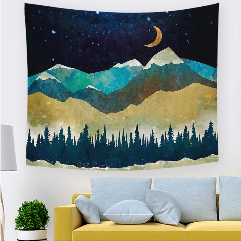 Скандинавский закат гобелен с пейзажем Настенная Декорация занавеска для