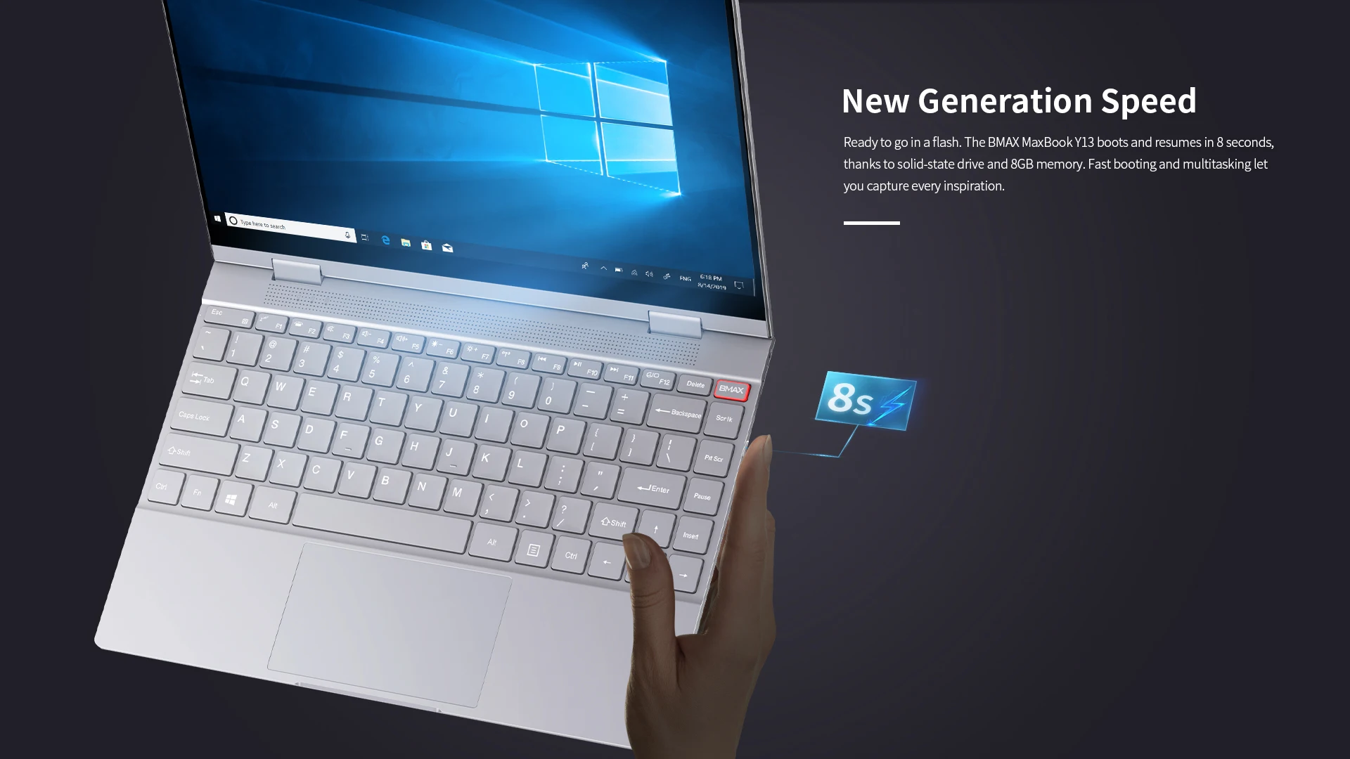 BMAX 360 ° Ноутбук 13,3 дюймов Y13 ноутбук Windows 10 8 ГБ ОЗУ 256 ГБ M.2 SATA 2280 SSD 1920*1080 ips Двойная Wifi камера Bluetooth 5,0