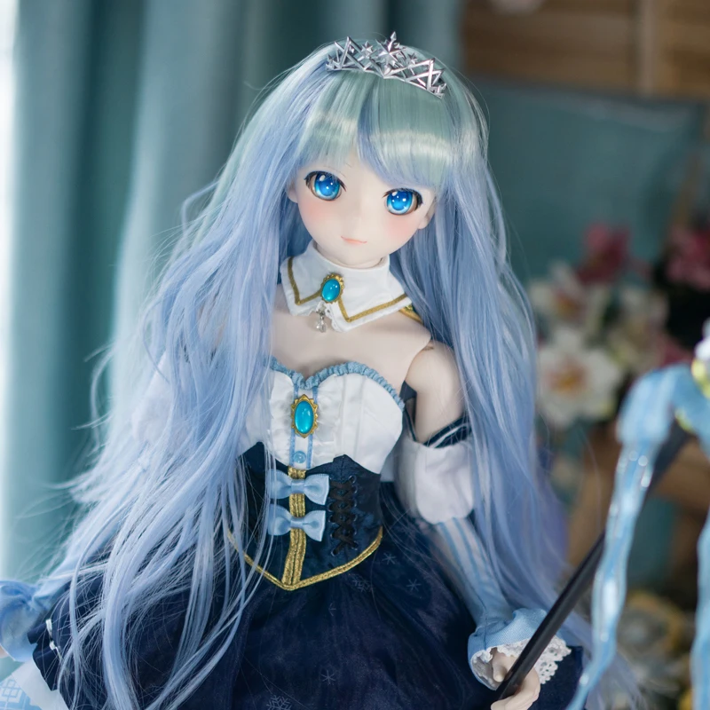 Длинные кудри синего цвета с градиентом парик для кукол 1/3 BJD SD MDD 60 см куклы сделай