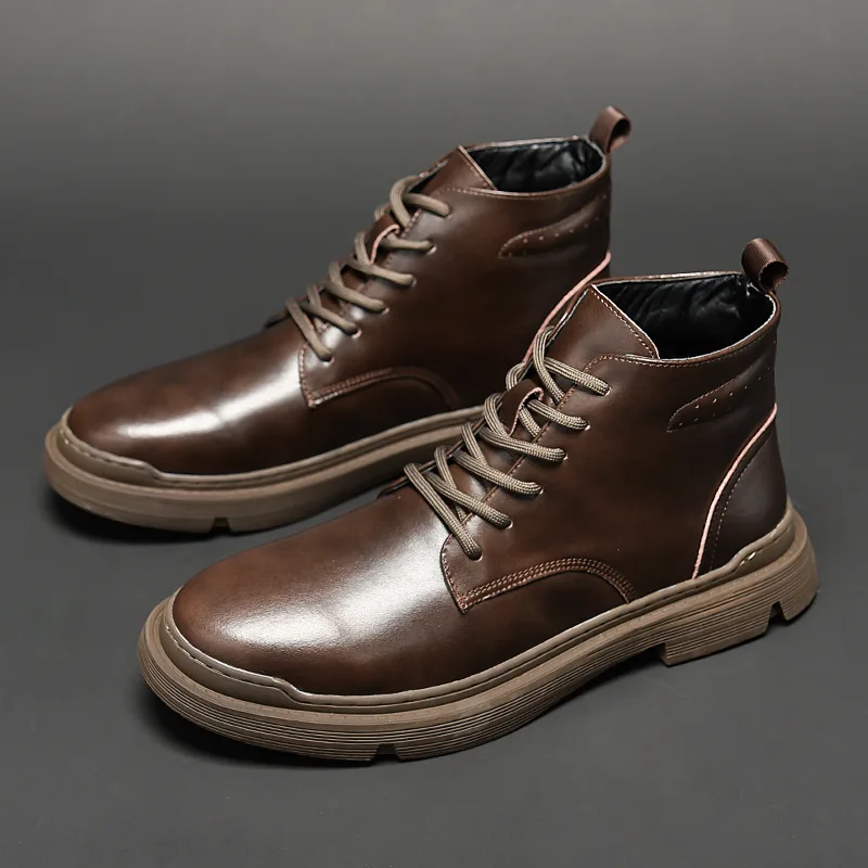 

Men's Martin boots for fall/winter new breathable mid-cut tooling military boots British style trend high-top shoes boots tide