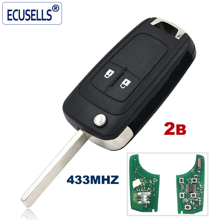Раскладной дистанционный ключ 2 кнопки для Chevrolet Aveo Orlando 433MHZ ID46 Chip HU100 Uncut Blade|Ключ