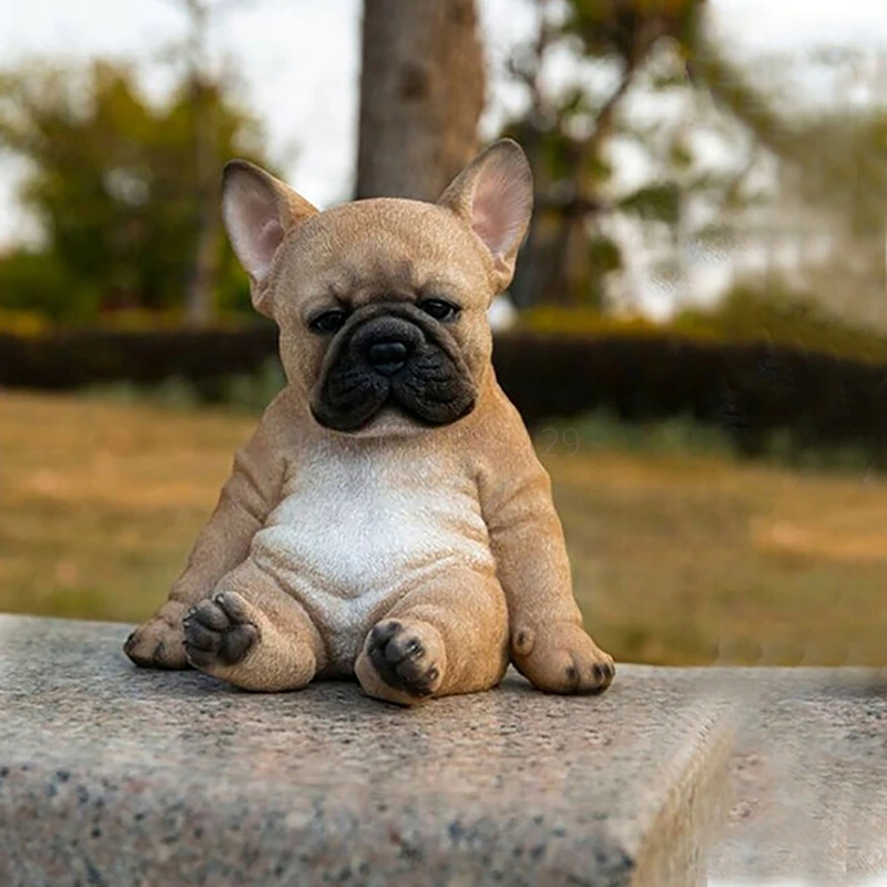 Sleepy French Bulldog Cute Puppy Statue Resin Ornament Lawn Sculpture Garden Decoration