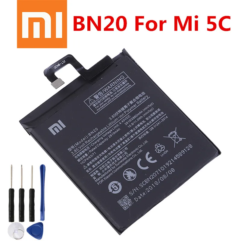 Оригинальный аккумулятор для телефона Xiaomi BN20 2810 мАч высокая емкость высокое