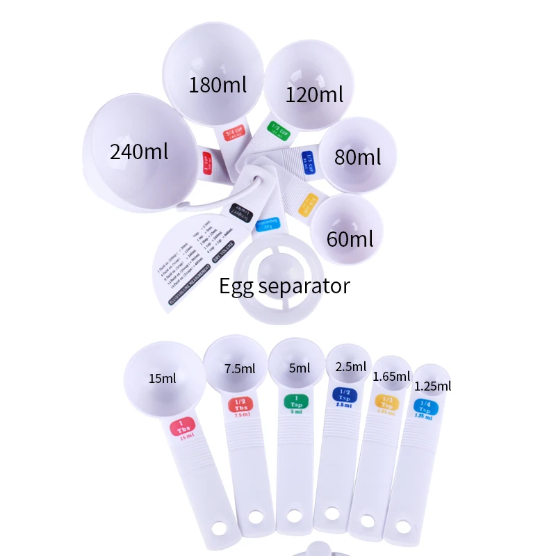 12 шт./компл. измерения мерная ложка чашки с яичный сепаратор инструмент Пластик