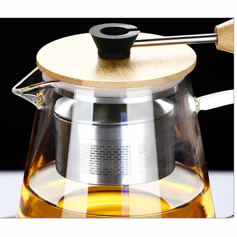 

Stainless Steel Infuser Teapot Clear Borosilica Glass Filter Flower Tea Pot Heat Resistant Heated Container Boiling Kettle Tool