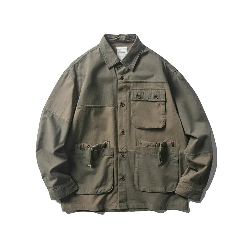 

Осенняя модная брендовая мужская Рабочая Рубашка с контрастными прострочками и карманами для активного отдыха, скалолазания, треккинга, по...