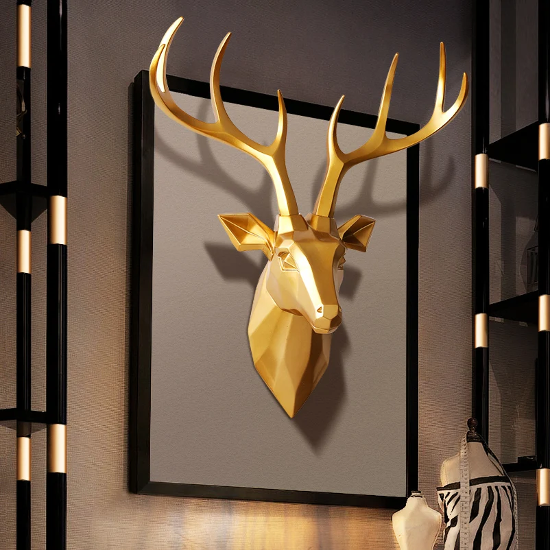 17x21 pulgadas Escultura 3D de cabeza de ciervo para colgar en la pared, estatua de ciervo de, accesorios de decoración para el hogar, sala de estar y dormitorio