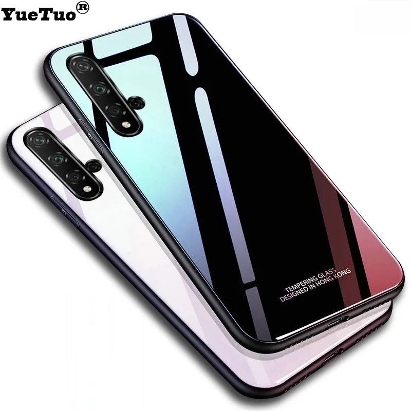 YueTuo Роскошный Жесткий стеклянный зеркальный чехол для huawei nova 5 5i pro 5pro 5ipro nova 5 nova 5pro силиконовый чехол для телефона