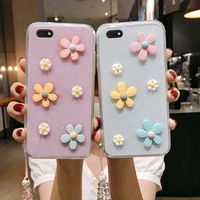 enjoy 8 3d bloemen glitter phone case for huawei play 7c transparante bling soft tpu back cover