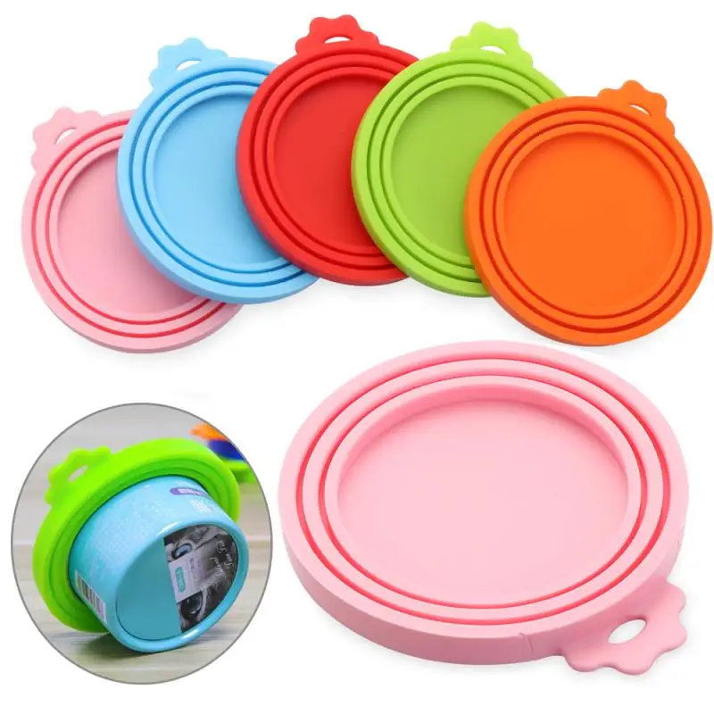 

3 In 1 Colorful Silicone Can Lid Food Tin Cover Cans Cap Pet Can Box Cover Reusable Food Storage Keep Fresh Hot Kitchen Supply