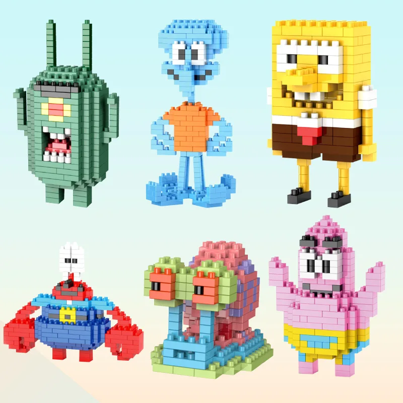 LNO строительные блоки маленькая модель планктон краб микро мини Патрик Сквидвард