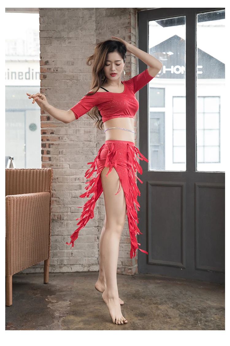 Belly Dance Set танцевальная одежда Платья с набивным рисунком Костюм для упражнений в