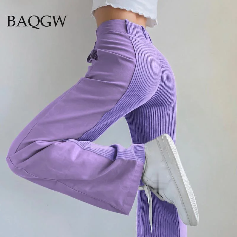 

Vintage Patched Corduroy Pants Women Fashion 2021 Harajuku Long High Waist Straight Trousers Autumn Sweatpants Large Size 2XL