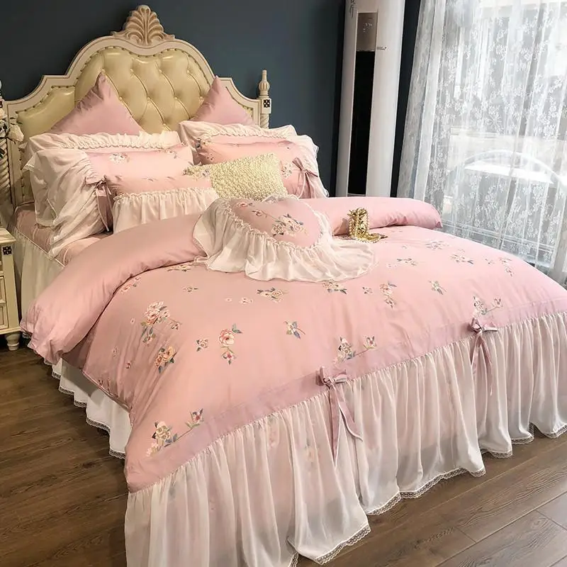 46 мягкий египетского хлопка для девочек комплект постельного белья с цветочным