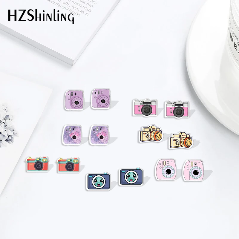 

Kawaii Cartoon Camera Acrylic Earrings Resin Epoxy Earrings for women