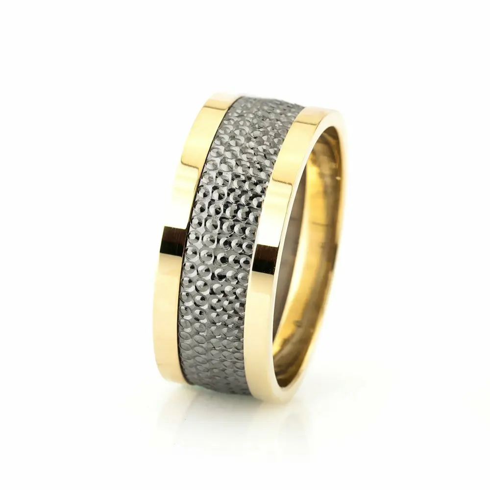 

Dense Embroidered Gold-gray Color 925 Sterling Silver Men 'S Wedding Ring