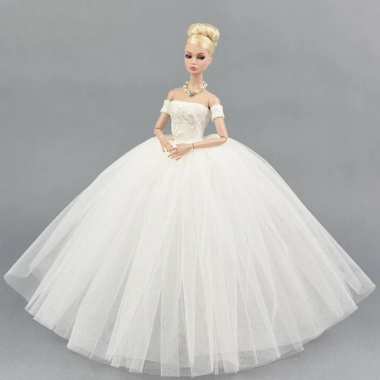 

1 шт., белое свадебное платье NK для куклы Барби, вечернее кружевное платье для принцессы 1/6, аксессуары для кукол, игрушки