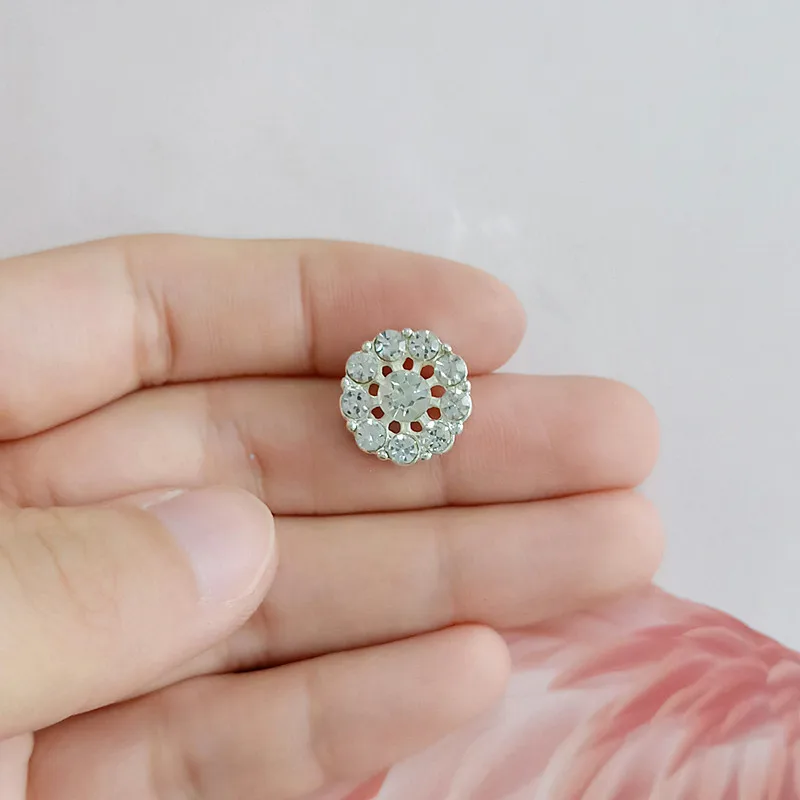 

Pendant for Clothing/Wedding DIY Handmade Jewelry Making 50PCS 14*14mm Silver color Alloy Material crystal Flower Charm Flower