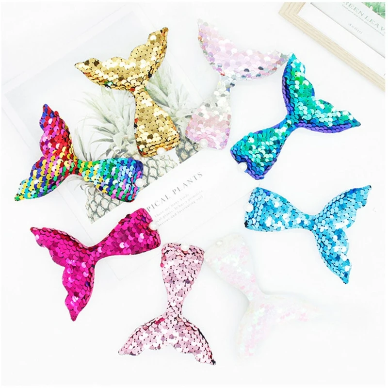 

8 Color Sparkly Fish Tails Hair Clips Girls Hair Alligator Hair Clip Reversible Sequins Beauty Fish Hairpins Baby Girls