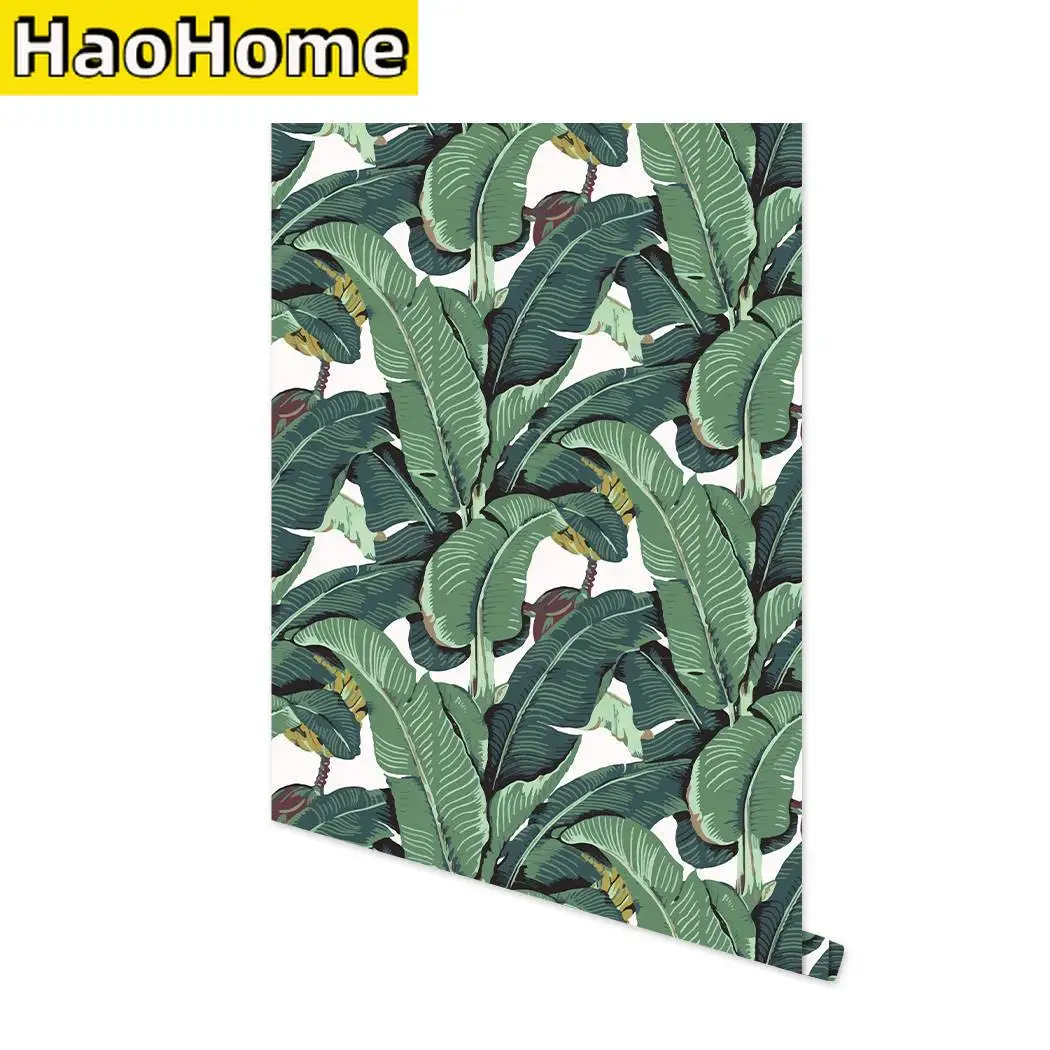 

Tropical Palm Leaf Peel and Stick Wallpaper Green Banana Leaves Self Adhesive Wall Paper Removable Contact Paper for Living Room