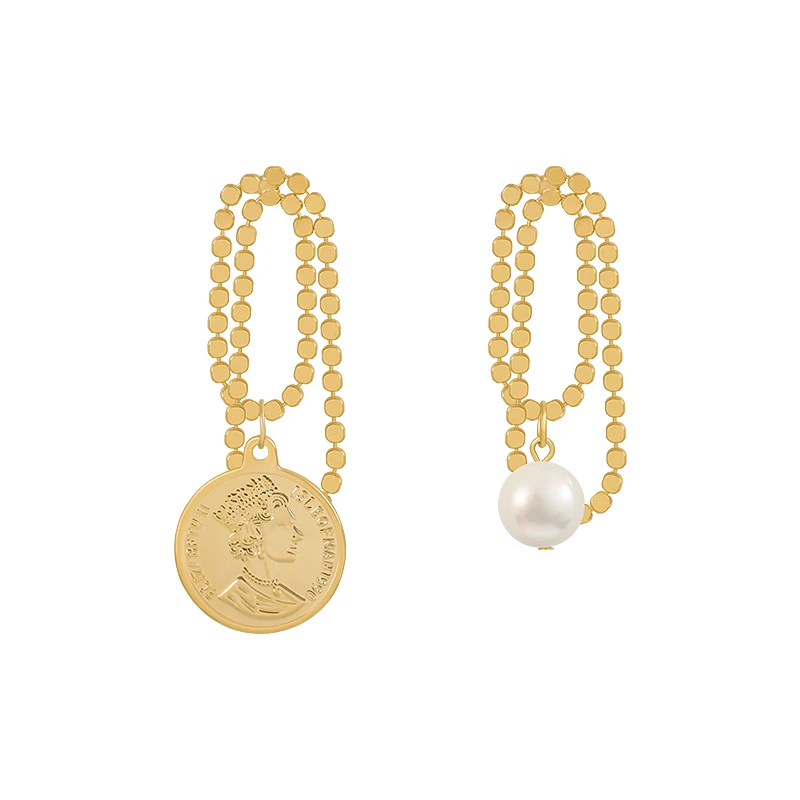 

New Gothic Gold Portrait Disc Pendant Asymmetric Earrings For Woman 2020 New Fashion Korean Jewelry Girl's Retro Unusual Earring