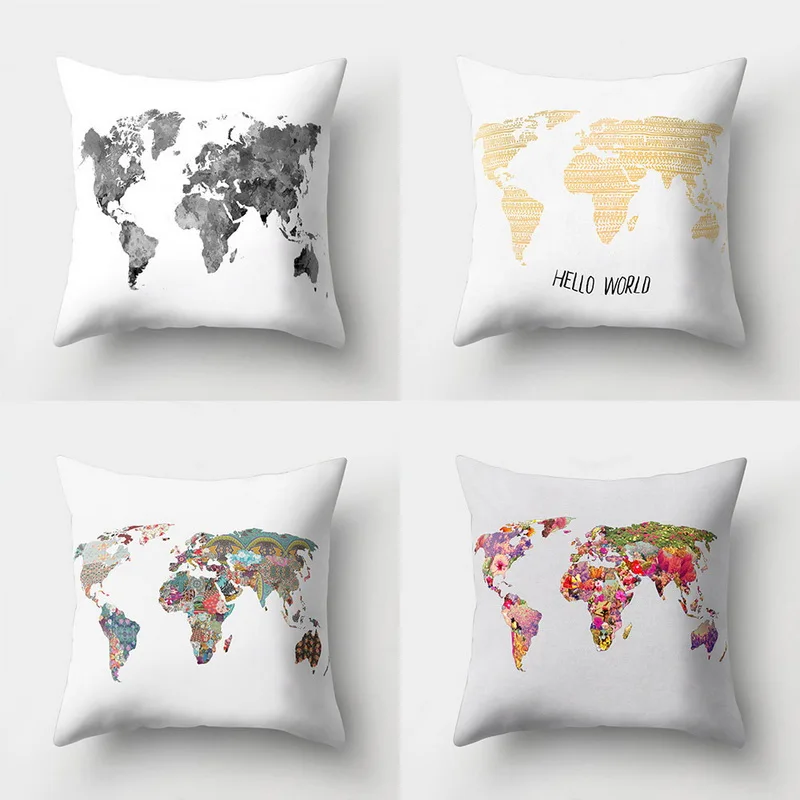 1 предмет Винтаж карта мира Стиль узор Чехлы для подушек из хлопка и льна накидка