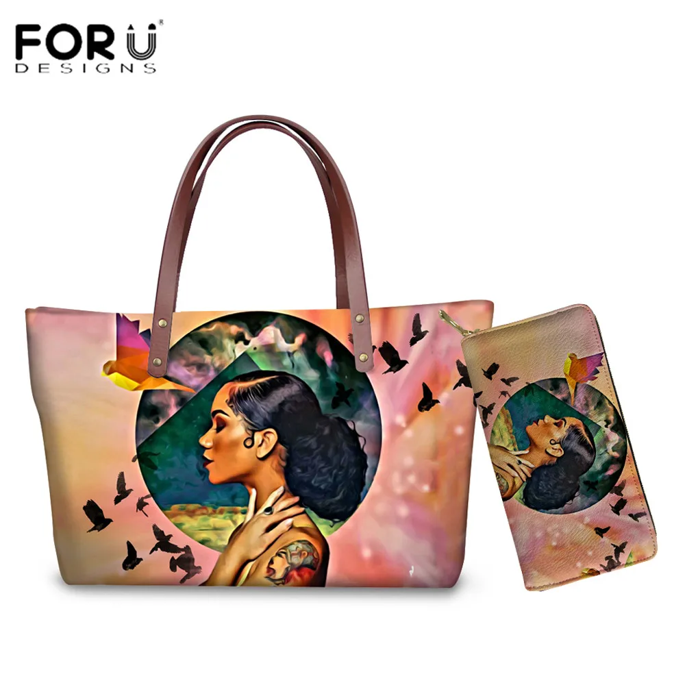 FORUDESIGNS 2 шт./компл. сумки женские африканские Дизайнерские повседневные тоуты для