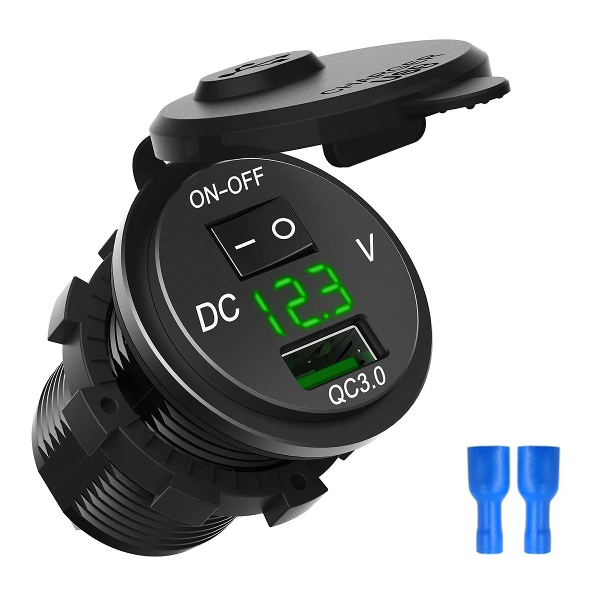 DC 12V-24V Quick Charge 3.0 Car USB Charger Socket LED Voltmeter With ON/OFF Switch Universal For ATV Motorbike Boats |