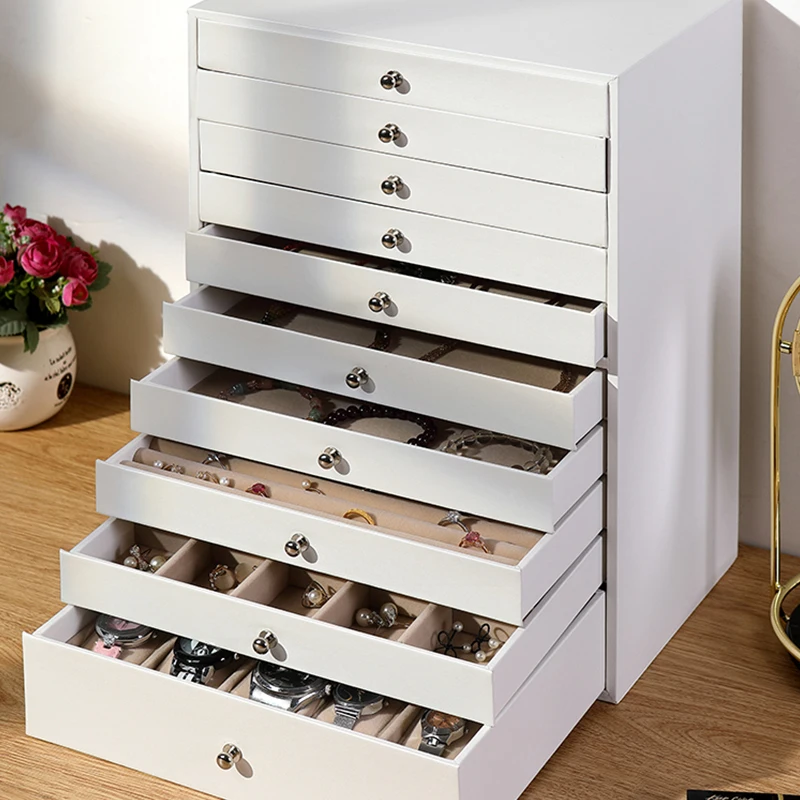 Multi-Layer Jewelry Box, Necklace, Jewelry, Ten-Layer Storage Box, Large-Capacity, High-End Light Luxury Storage Cabinet