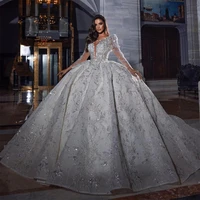 sparkle ball gown vintage wedding dresses sheer long sleeves lace sequined robe de mariage custom made modern vestido de novia