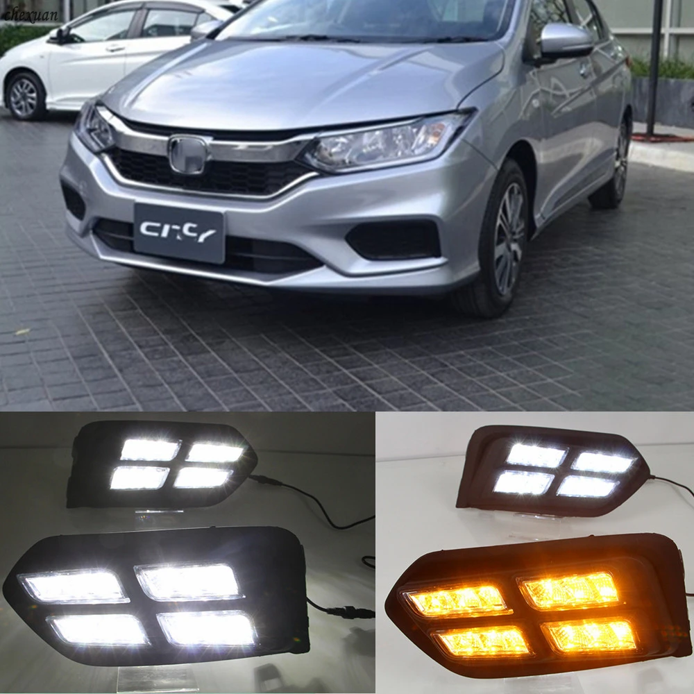 CSCSNL 1 комплект для Honda City 2017 2018 2019 DRL Вождения освещают светильник с желтым сигнал