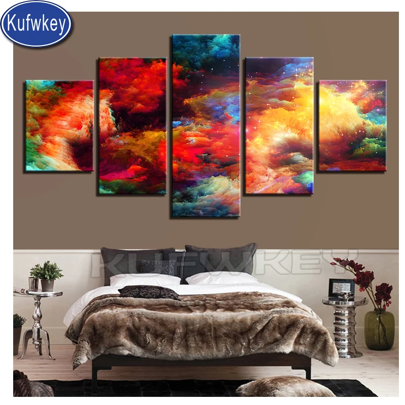 Абстрактная цветная алмазная живопись с облаками вышивка крестиком 5d квадратная