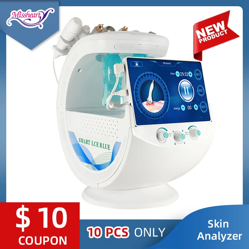 

Ice Blue Magic Mirror Skin Analyzer Face Lifting Microdermoabrasion Oxygen Sprayer Hydrodermabrasion Deep cleaning Machine 7 IN1