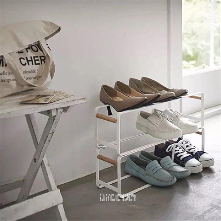 

XZ_18002J 2pcs Modern Simple Home Living Room No Punching Creative lron Shoe Storage Rack Bedroom Combined Type Storage Shelf